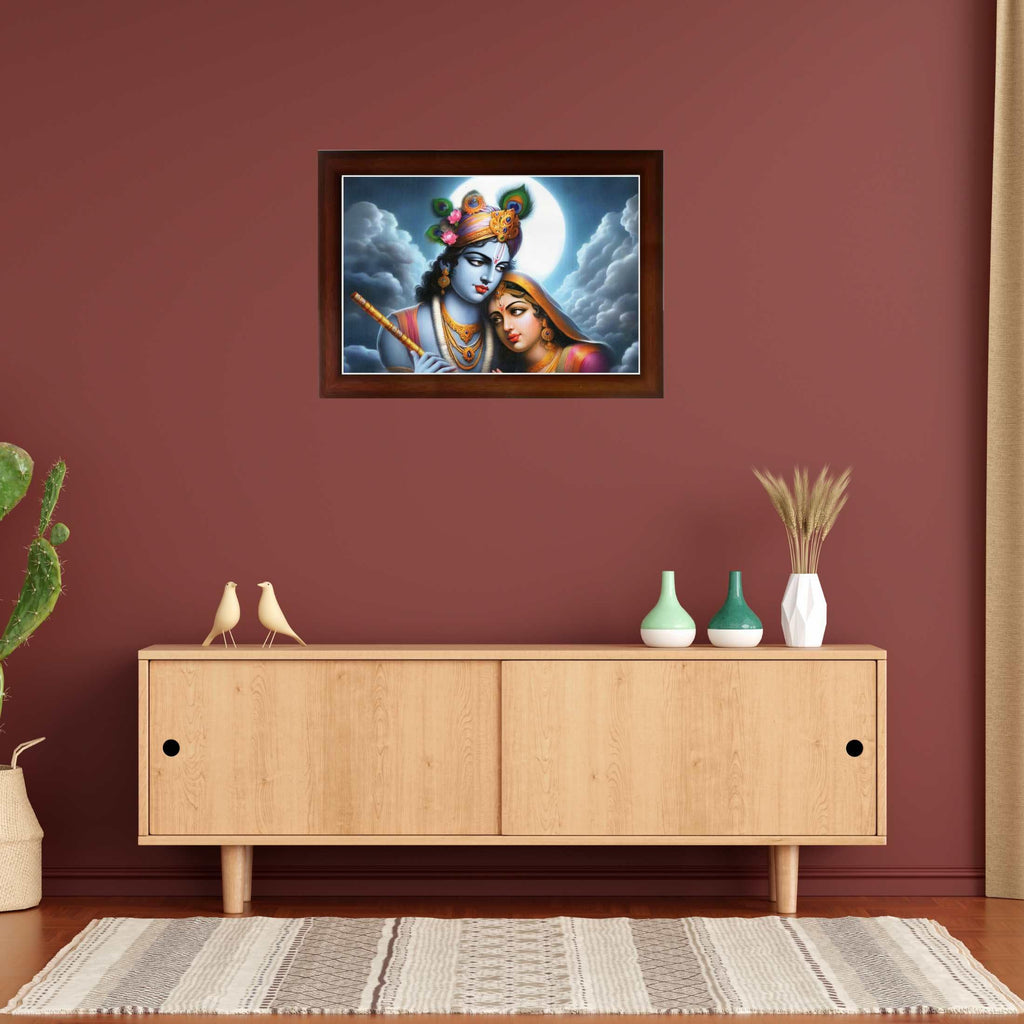 CRAFT QUEST Radha Krishna Art Photo Framed Painting for Home and Bedroom Wall Decoration of Size 14X10 Inches with Frame And Acrylic Glass RK211