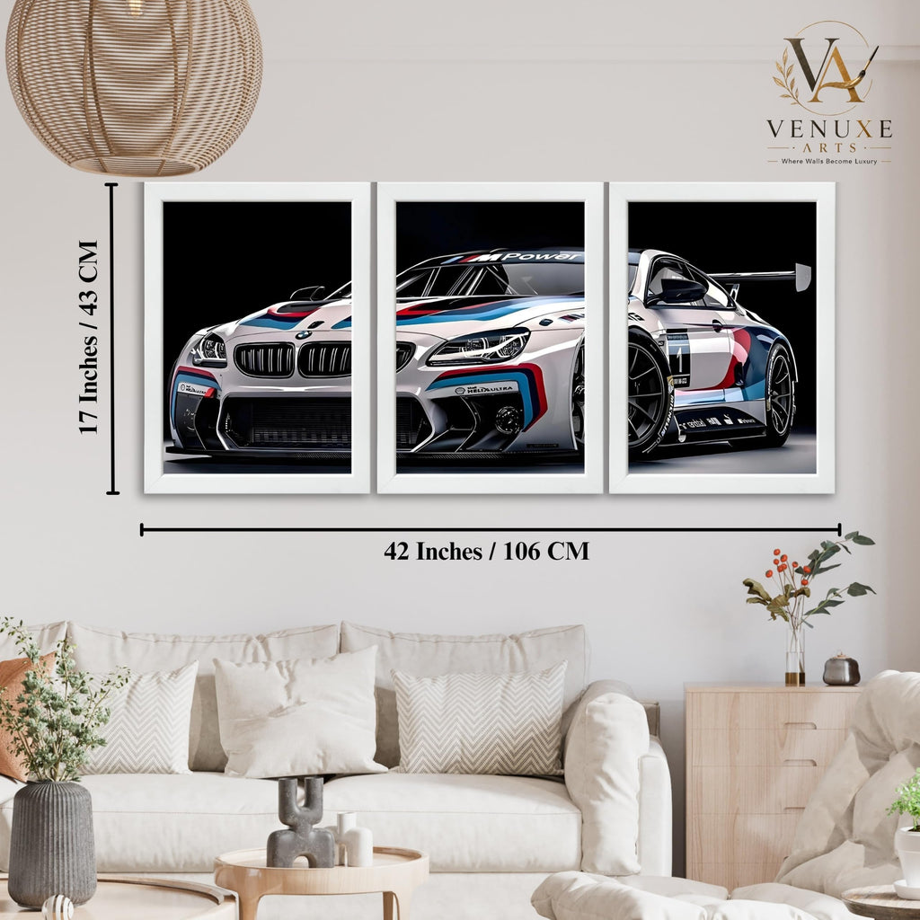 VENUXE ARTS Set Of 3 Big Sports Cars Framed Posters Gift Items for Boys Room Wall Decoration Bedroom Living Room Office Studio Décor | Car Poster Frame for Wall Décor