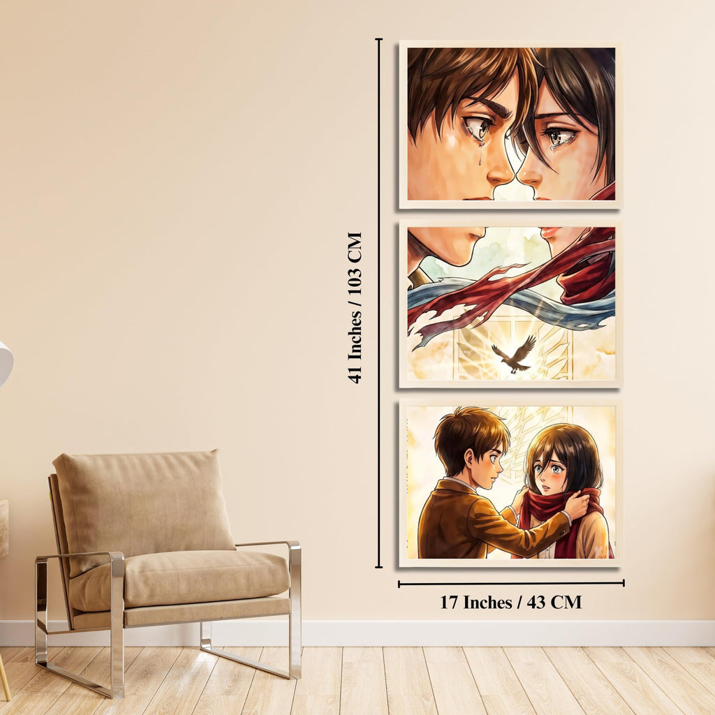 VENUXE ARTS Set Of 3 Anime Characters Wall Framed |Anime Characters Framed Poster for Living Room Bedroom Gaming Room Studio Wall Decor