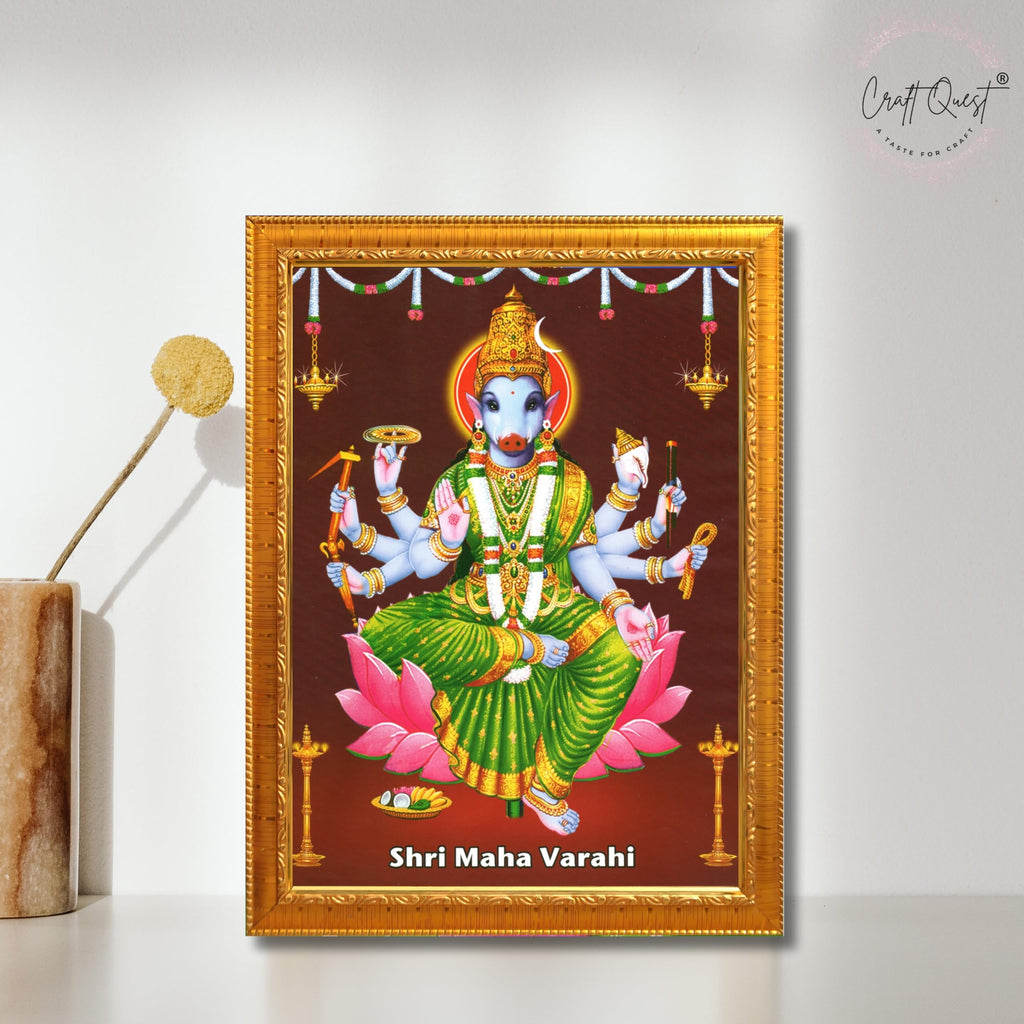 CRAFT QUEST Varahi Amman Devi Religious Photo Frame With Acrylic Glass, Religious Frame Painting