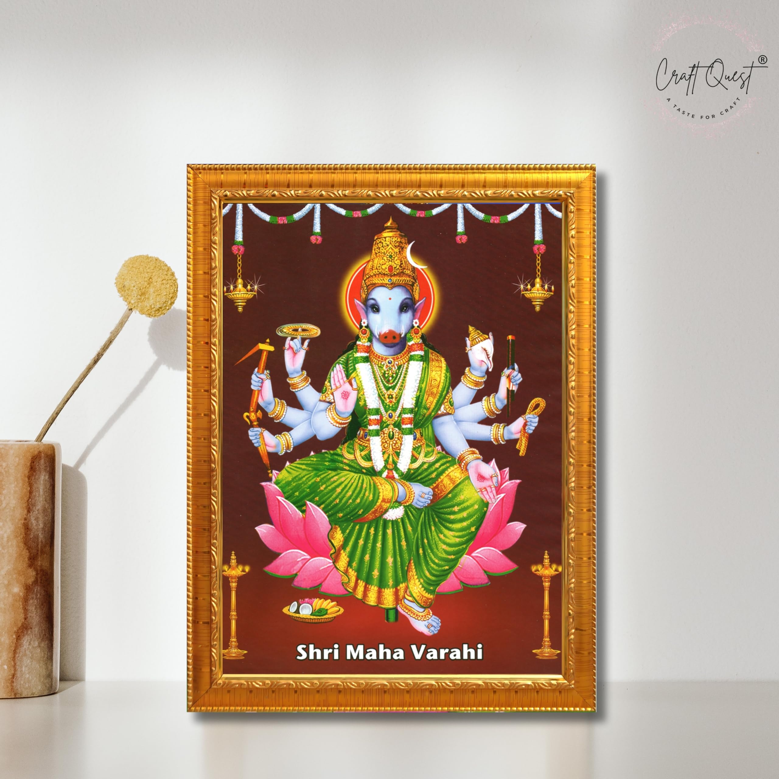 CRAFT QUEST Varahi Amman Devi Religious Photo Frame With Acrylic Glass, Religious Frame Painting