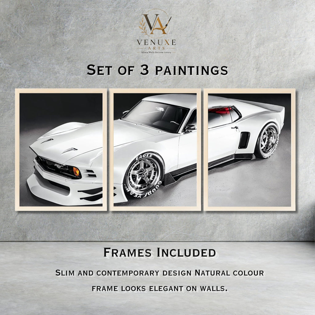 VENUXE ARTS Set Of 3 Big Sports Cars Framed Posters Gift Items for Boys Room Wall Decoration Bedroom Living Room Office Studio Décor | Car Poster Frame for Wall Décor