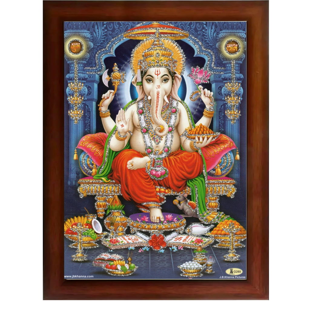 CRAFT QUEST God Ganpati Ganesha Modern Wall Art Painting With Frame For Pooja, Home and Office Decor Item