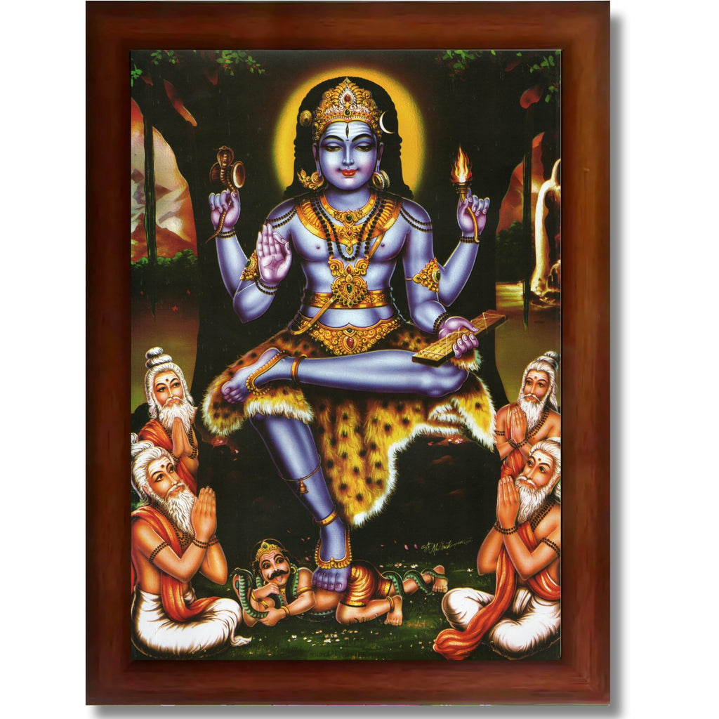 CRAFT QUEST Lord Dakshinamurthy Yoga Dakshinamoorthy Wall Photo Framed Home Decor | Religious South God Picture Frame for Home, Office, Temple & Gifting