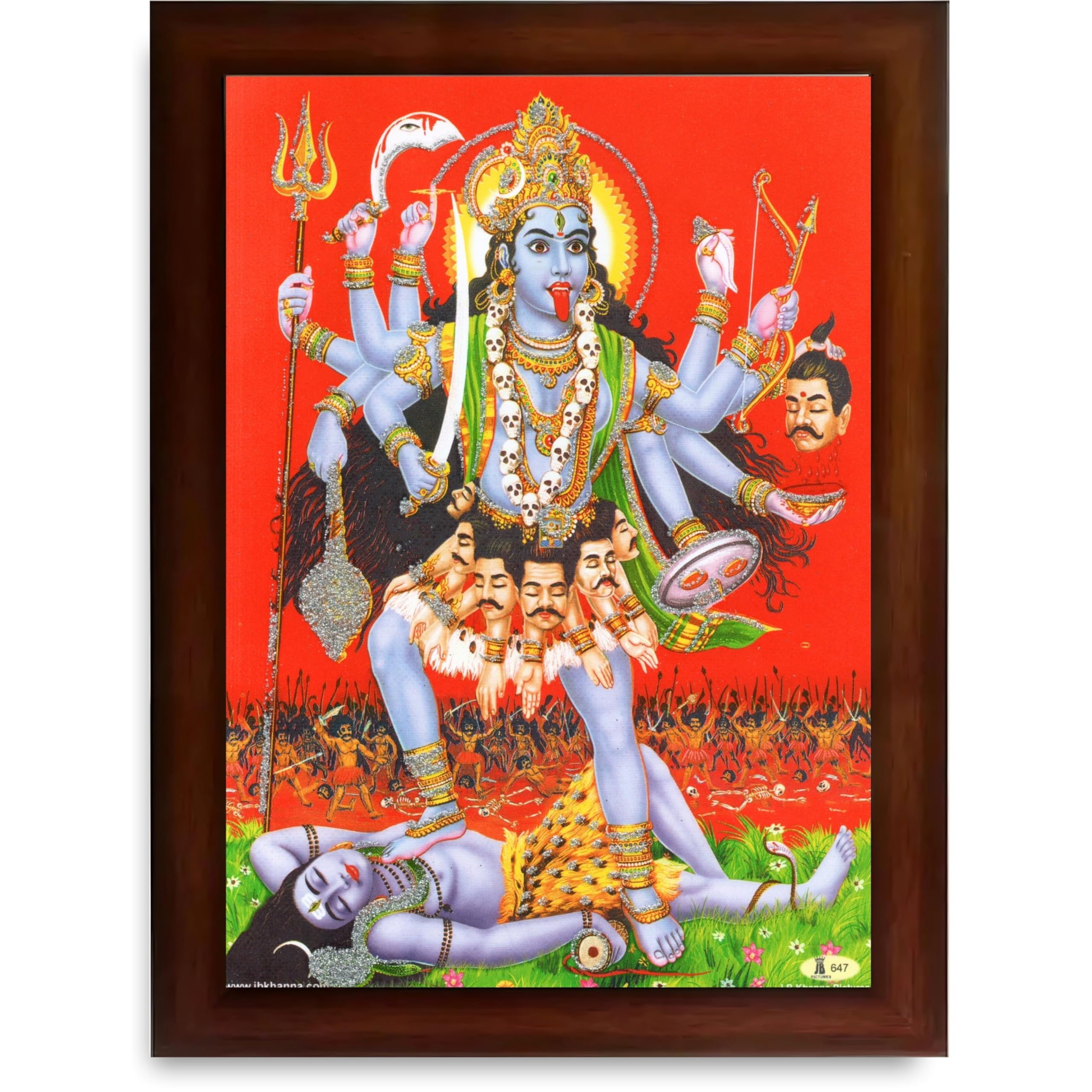 CRAFT QUEST Maha Kali Mata Ji Mahakali Shiv Shiva Wall Painting Framed Home Decor