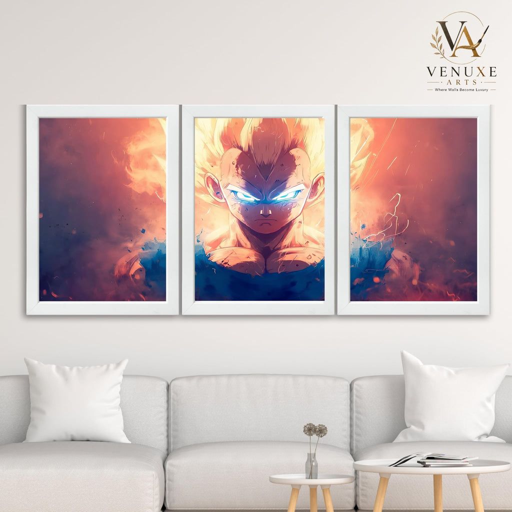 VENUXE ARTS Set Of 3 Anime Characters Wall Framed |Anime Characters Framed Poster for Living Room Bedroom Gaming Room Studio Wall Decor