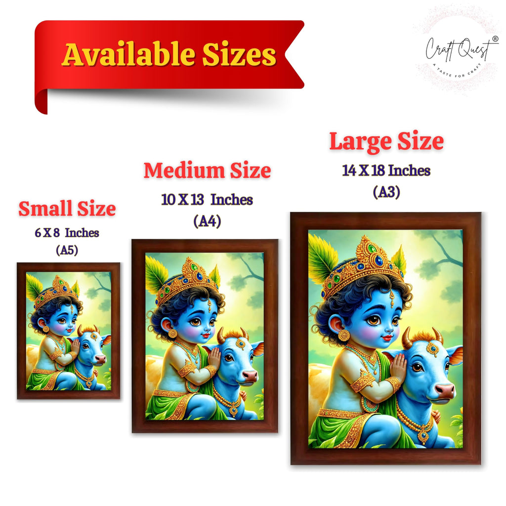 CRAFT QUEST Baby Krishna Photo Frame | Shri Bal Gopal Painting for Pregnant Women | Kanha Ji Poster | Laddu Lord Makhan Chor | Walls Home Bedroom Living Room Decoration Gift.