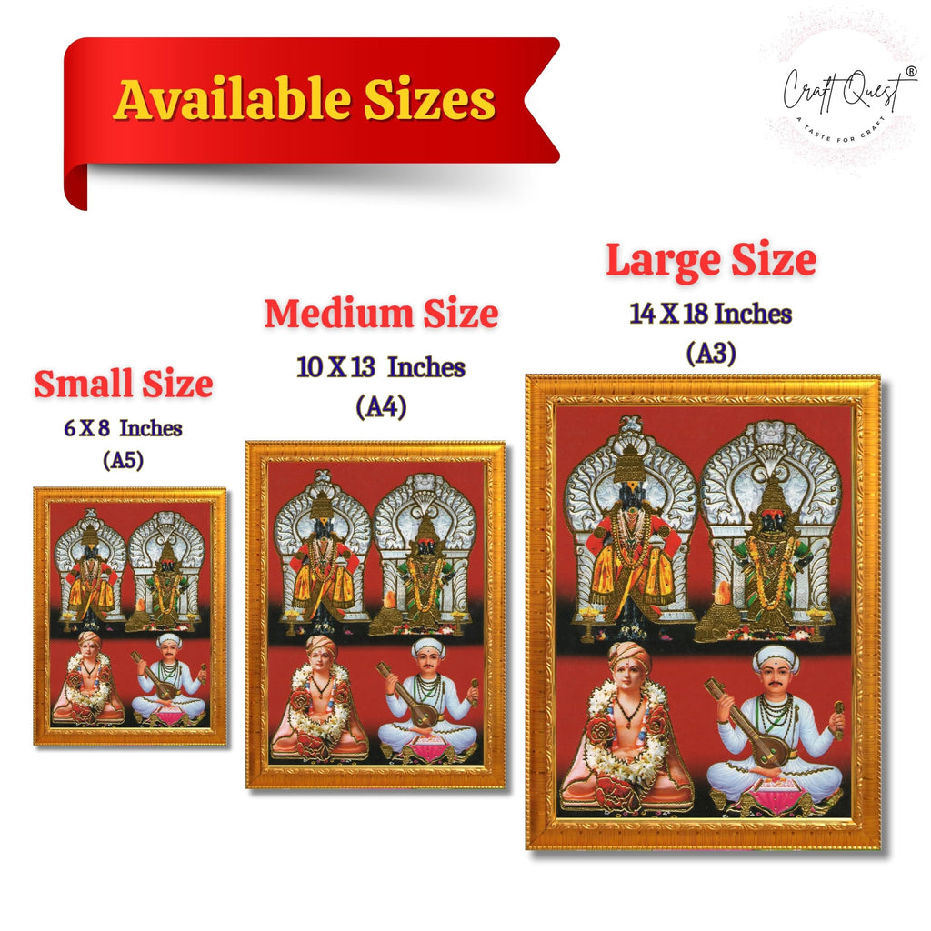 CRAFT QUEST Lord Shri Vitthal Rukmini Photo Frame with Acrylic Sheet Wall Hanging/Gift/Temple/puja Room/Home Decor Frame Item