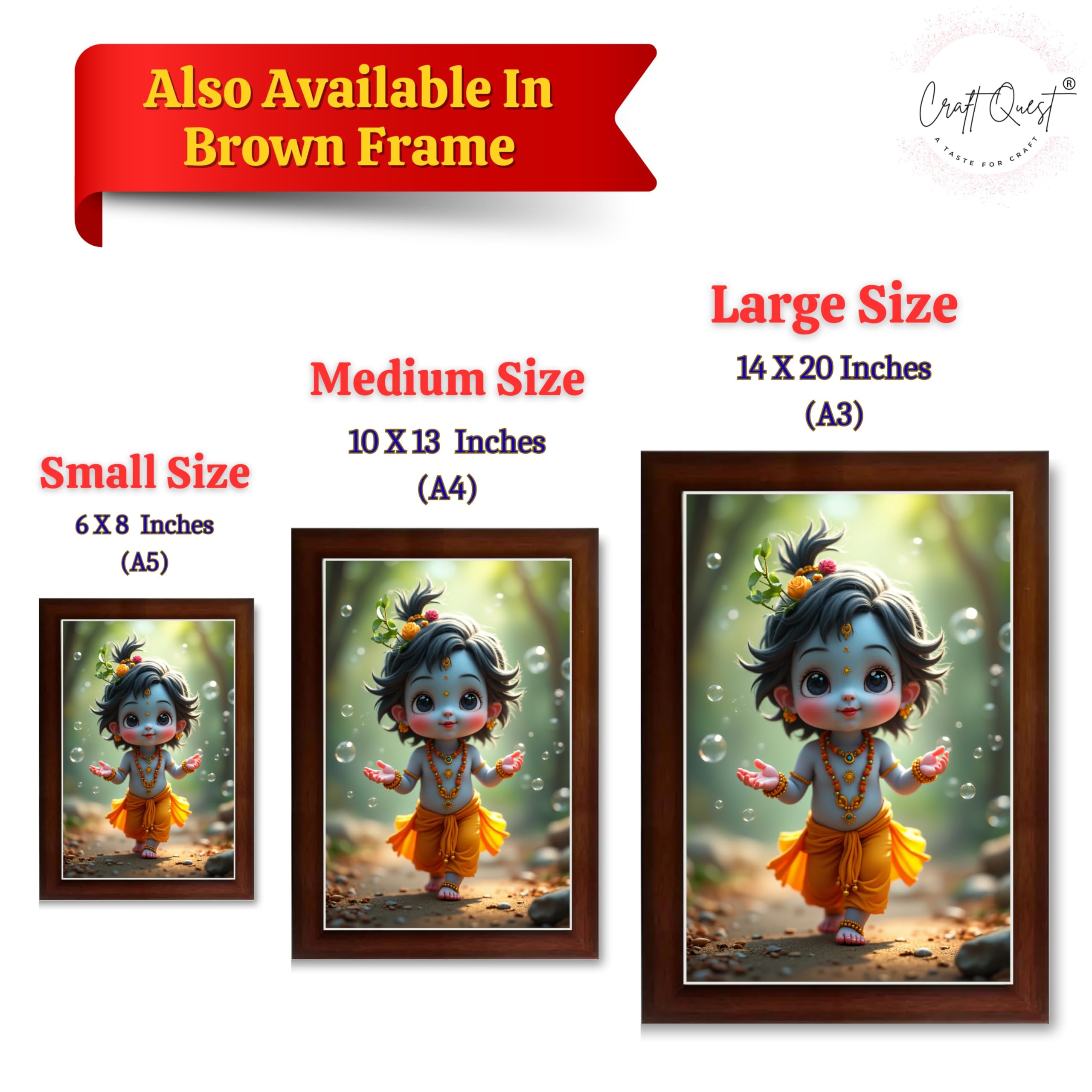 CRAFT QUEST Shri Bal Gopal Painting | Krishna Photo Frames for Walls, Home, Bedroom, Living Room and Home Decor