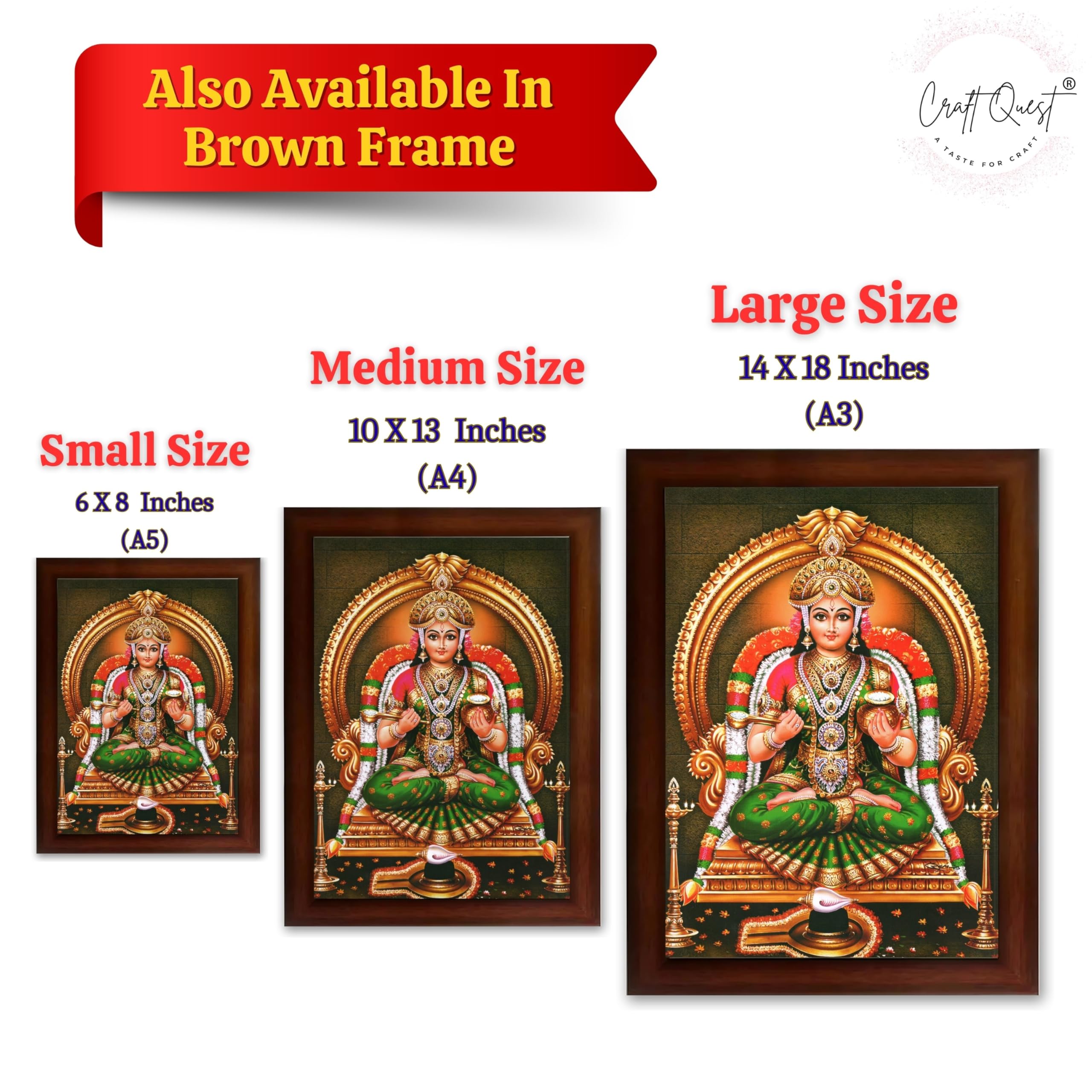 CRAFT QUEST Shiva & Maa Annapurna devi sitting on throne photo frame with Acrylic Glass for Kitchen, Food & Prosperity Blessing Hindu