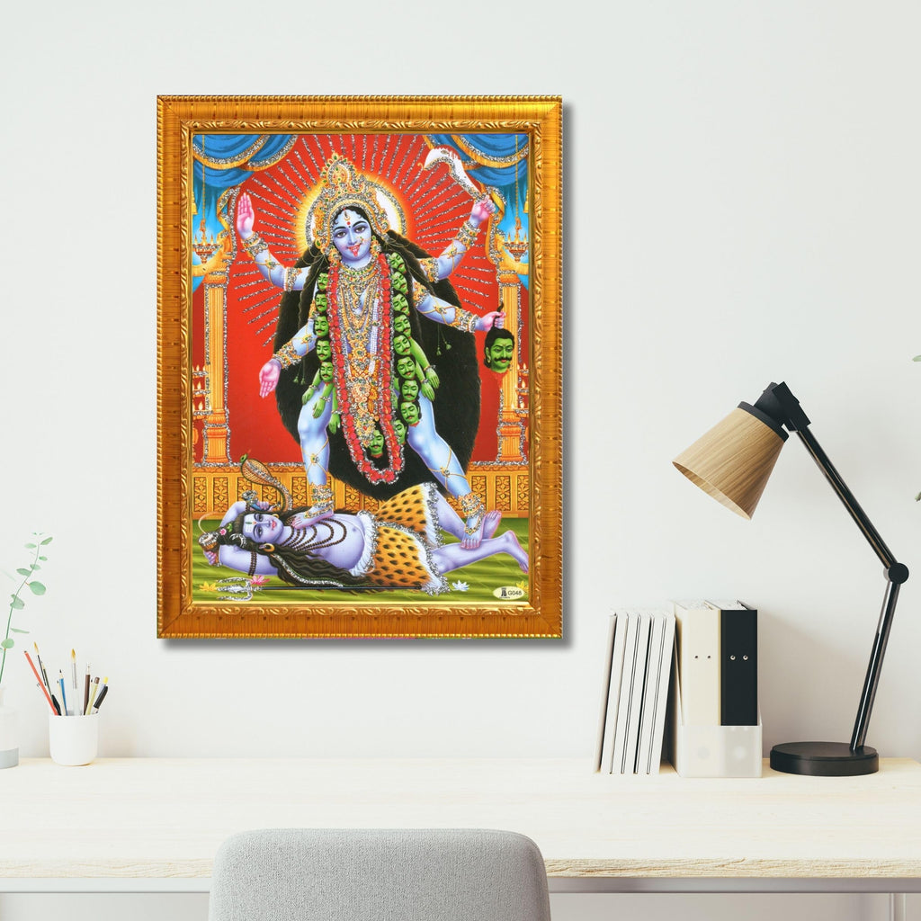 CRAFT QUEST Kali Mata photo with frame, God Religious Framed Painting With Acrylic Glass