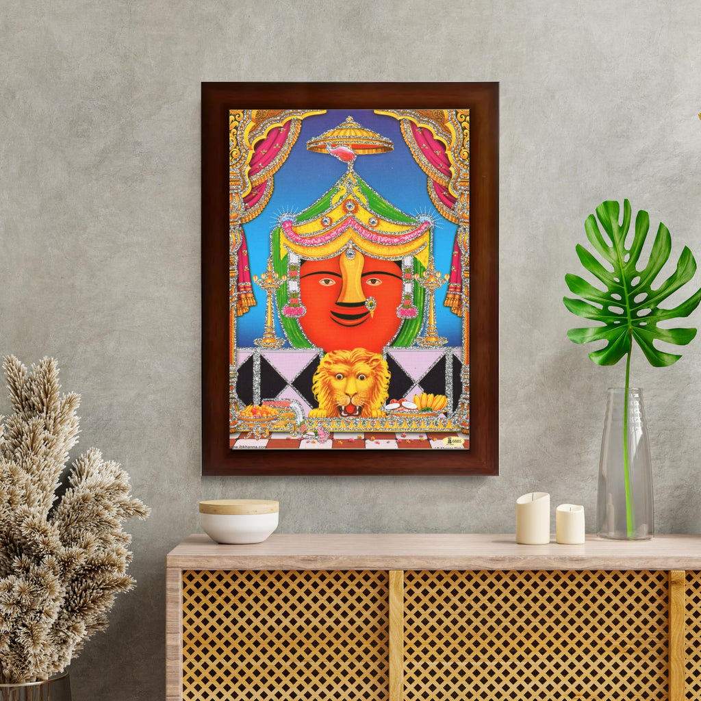 CRAFT QUEST Renuka mata Wooden Photo Frame With Acrylic Sheet For Worship/Pooja