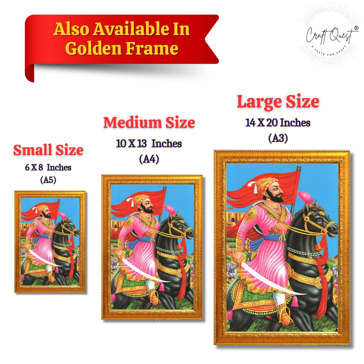 CRAFT QUEST Chattrapati Shivaji Maharaj Wall Painting With Acrylic Sheet | For Living, Pooja Room | Home Decoration Item | Best Gifting Option