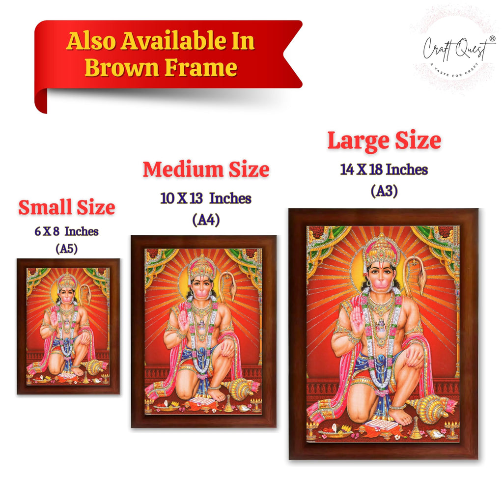 CRAFT QUEST Hanuman JI | Bajrangbali Religious Photo frame Home Decorative Item Synthetic frame