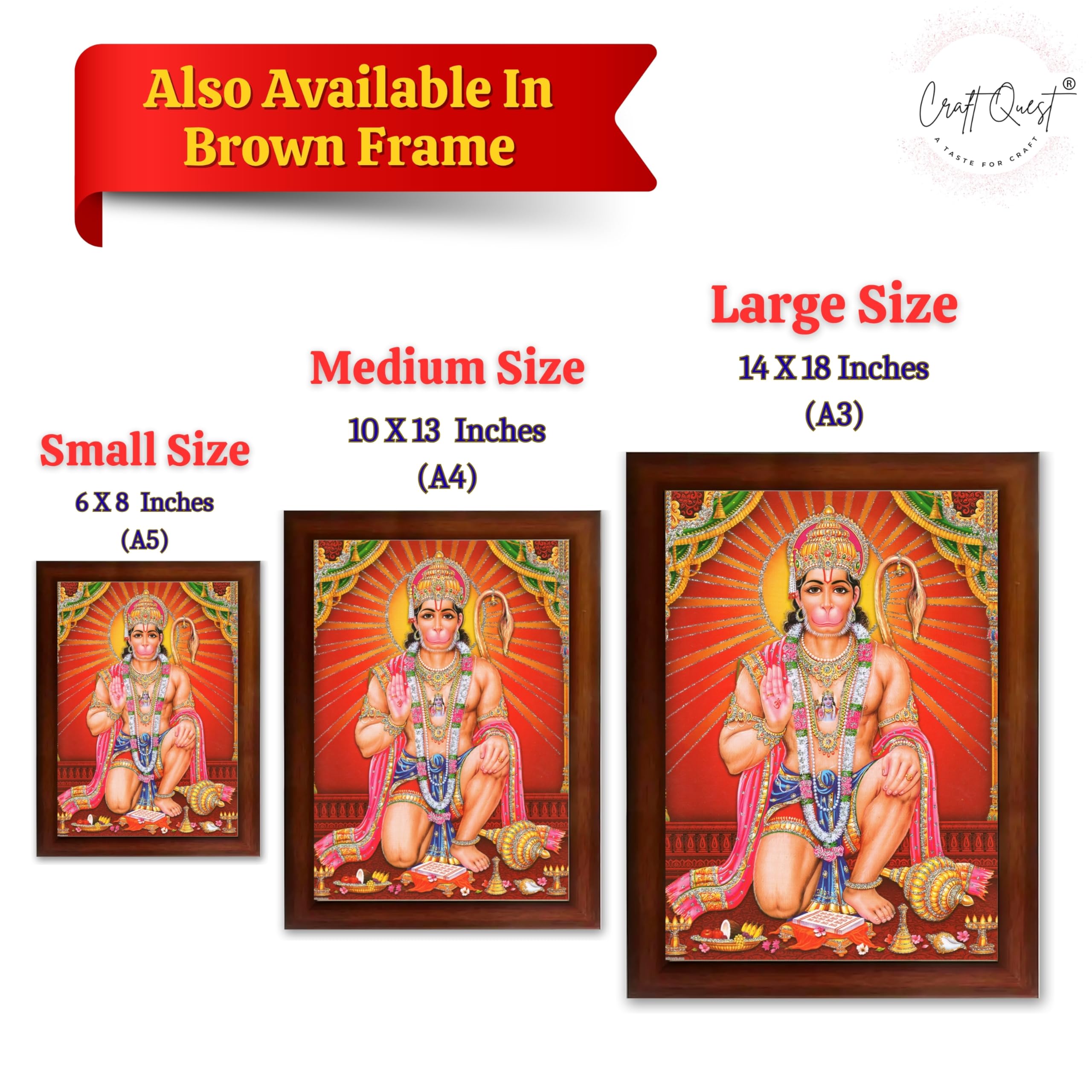 CRAFT QUEST Hanuman JI | Bajrangbali Religious Photo frame Home Decorative Item Synthetic frame
