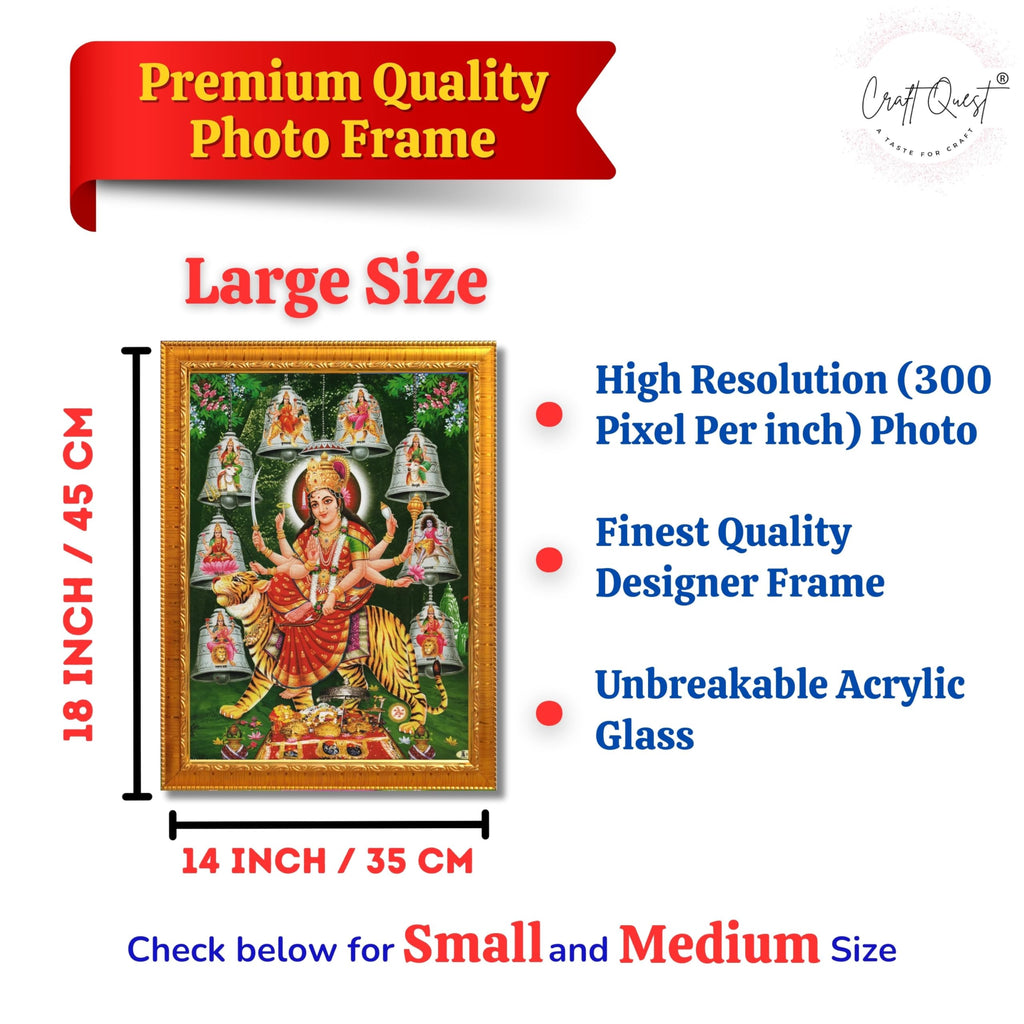 CRAFT QUEST Durga Maa Mata Goddess Nav Navadurga Navdurga Wall Painting Framed Home Decor