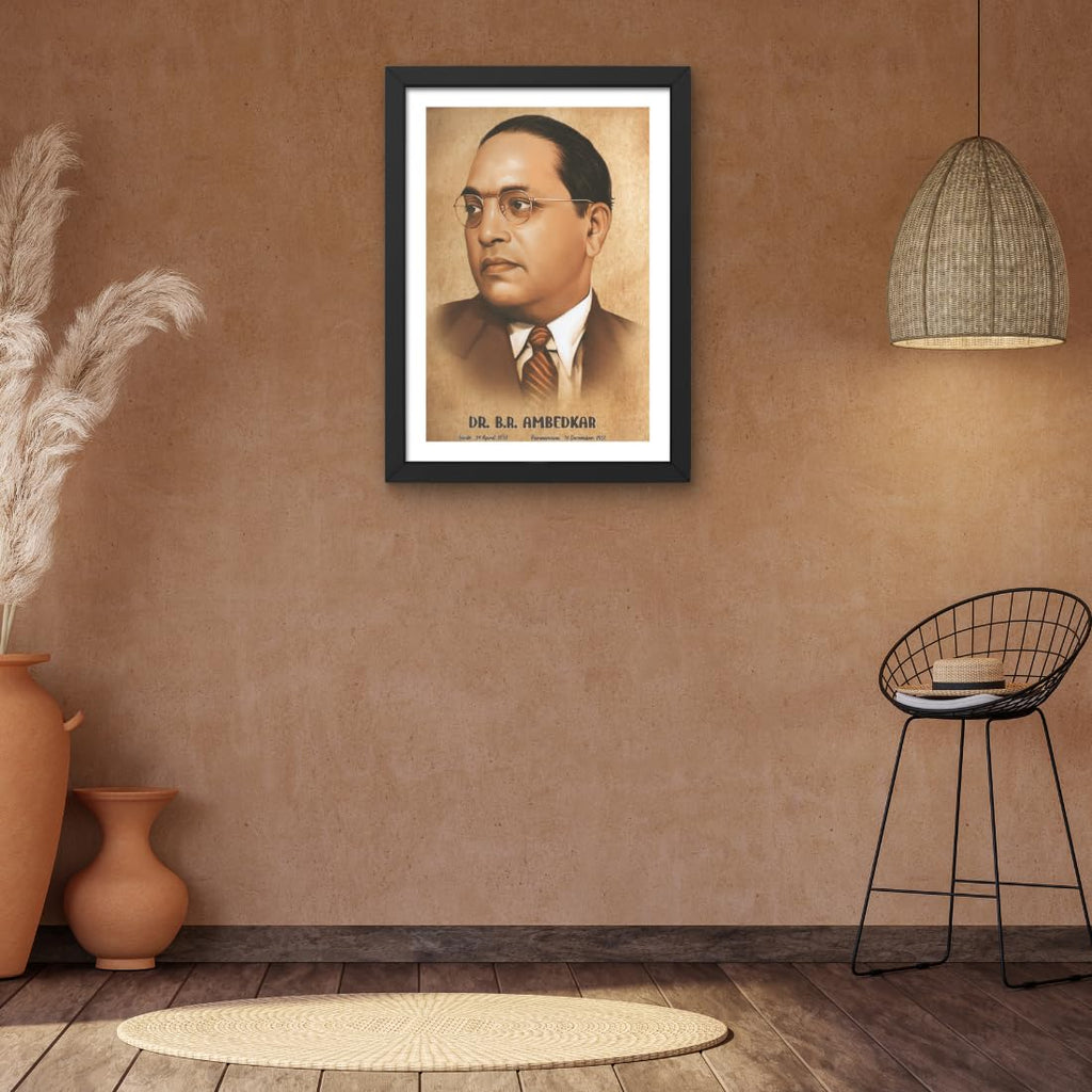 CRAFT QUEST UV Textured Decorative Art Print of Indian Freedom Fighter Dr. B. R. Ambedkar with Wooden Synthetic Frame Painting