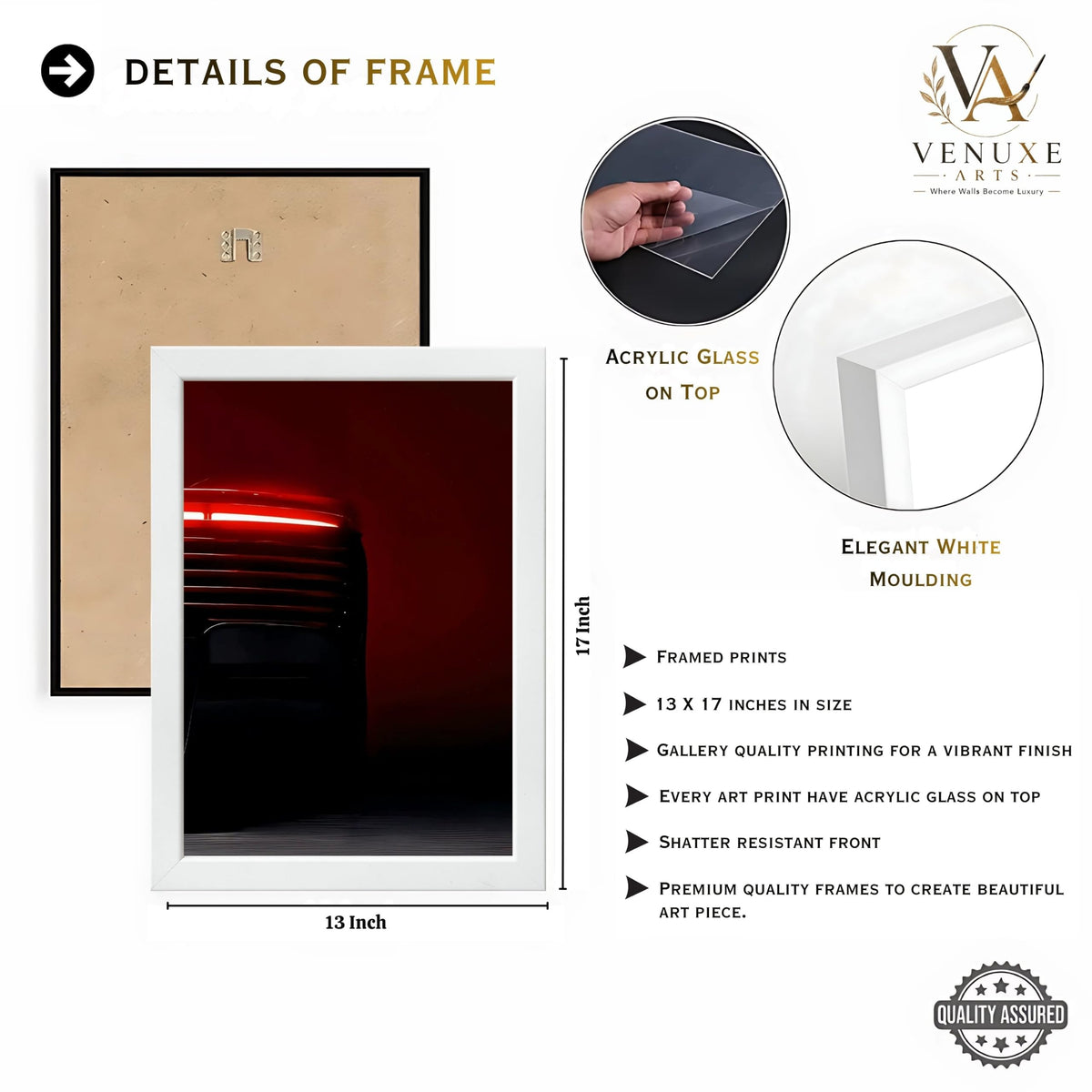 VENUXE ARTS Set Of 3 Big Sports Cars Framed Posters Gift Items for Boys Room Wall Decoration Bedroom Living Room Office Studio Décor | Car Poster Frame for Wall Décor