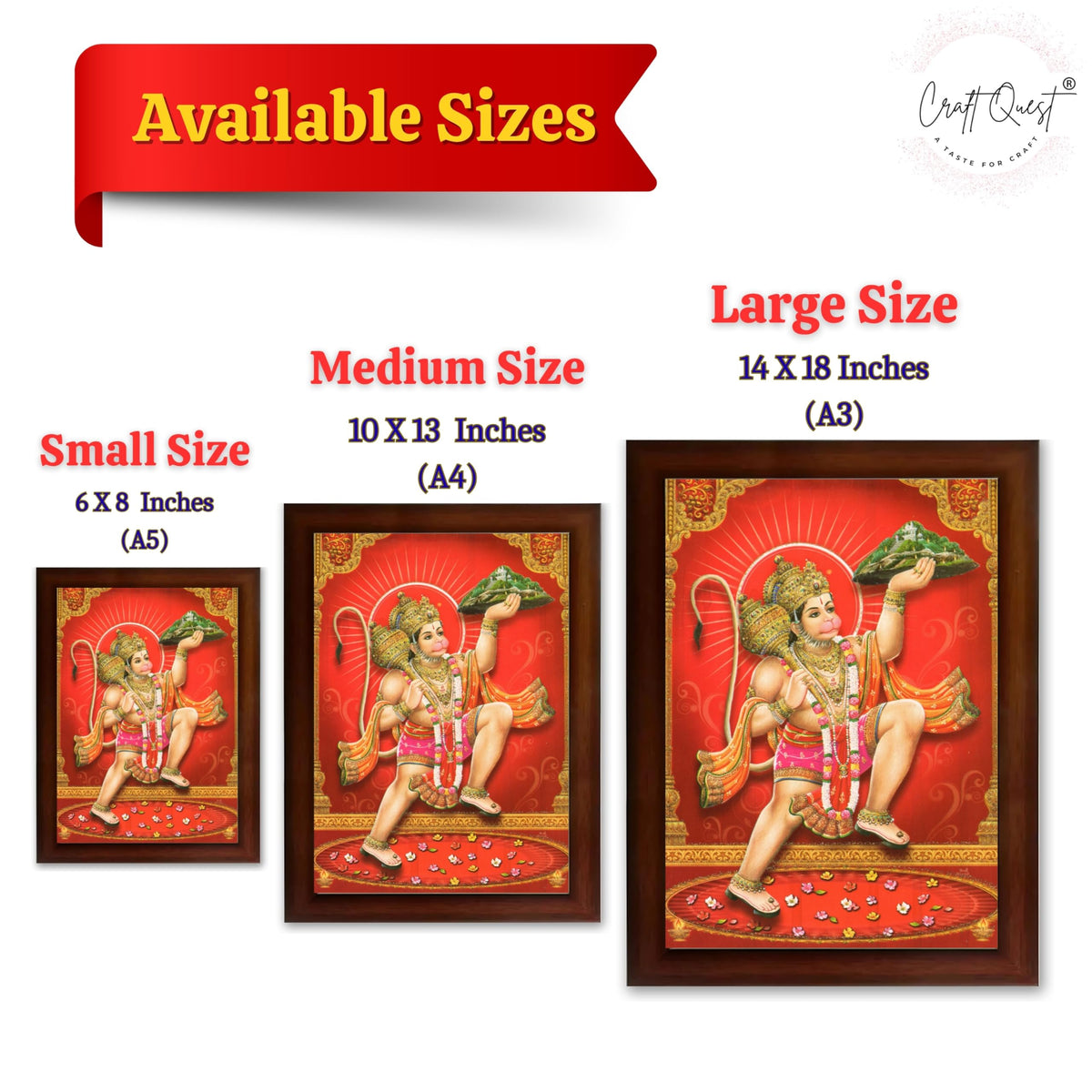 CRAFT QUEST Hanuman JI | Bajrangbali Religious Photo frame Decorative Item Synthetic frame