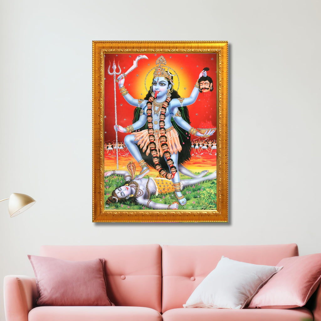 CRAFT QUEST Kali Mata photo with frame, God Religious Framed Painting