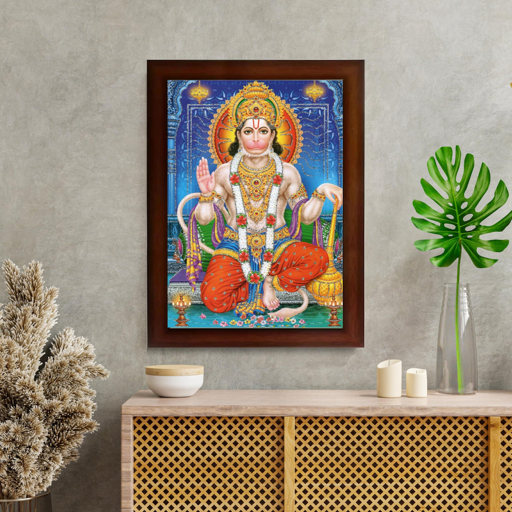 CRAFT QUEST Hanuman JI | Bajrangbali Religious Photo frame Decorative Item Synthetic frame