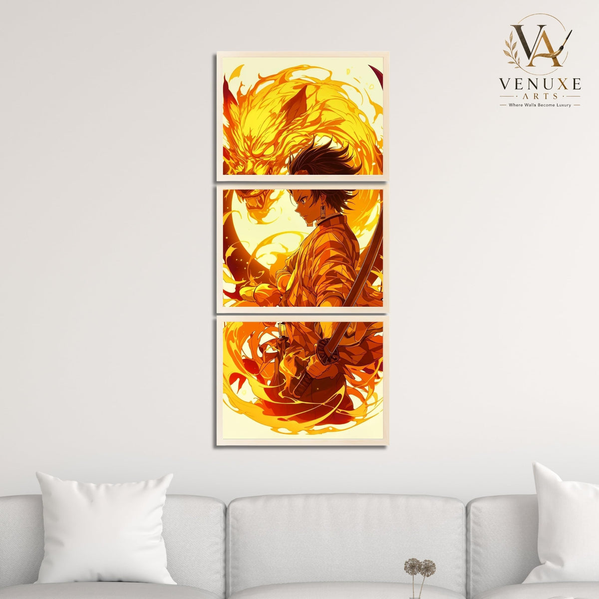 VENUXE ARTS Set Of 3 Anime Characters Wall Framed |Anime Characters Framed Poster for Living Room Bedroom Gaming Room Studio Wall Decor