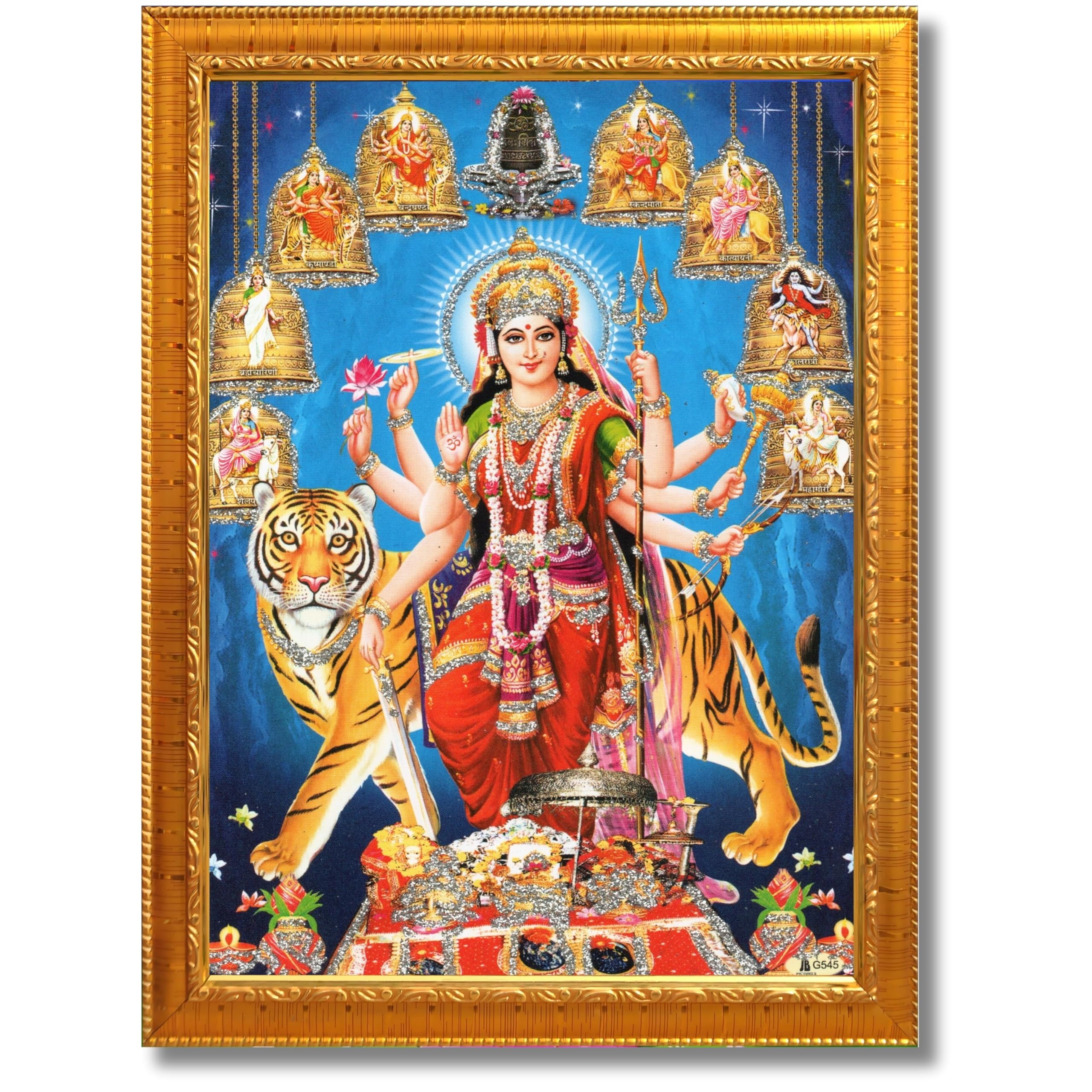 CRAFT QUEST Durga Maa MataJi Goddess Navdurga Durga Wall Painting Framed Home and Pooja Décor Item
