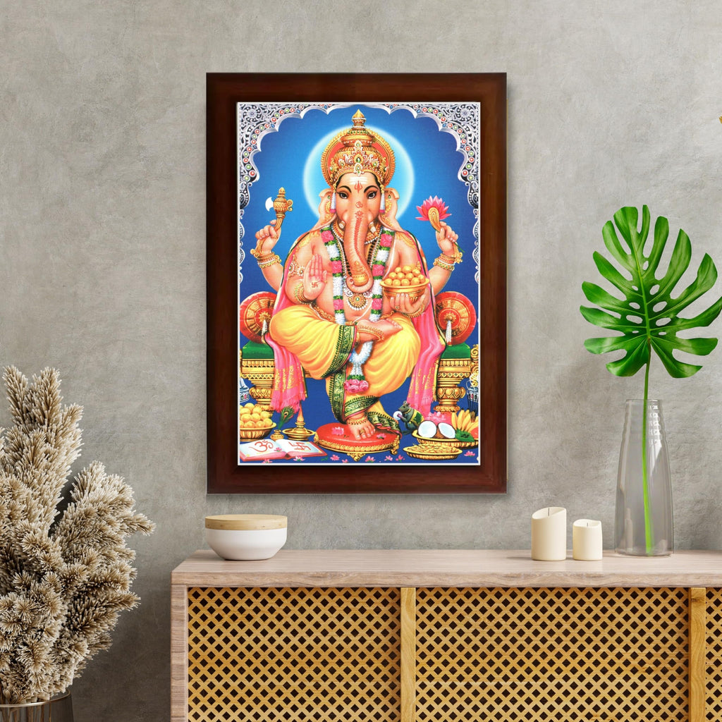 CRAFT QUEST Lord Ganpati Wall Hanging Frame for Living Room, Bedroom, Office & Pooja Room Décor GA-211