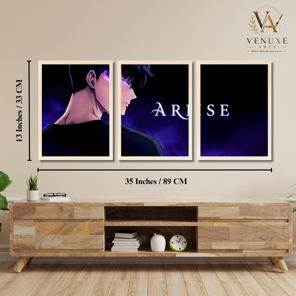 VENUXE ARTS Set Of 3 Anime Characters Wall Framed |Anime Characters Framed Poster for Living Room Bedroom Gaming Room Studio Wall Decor
