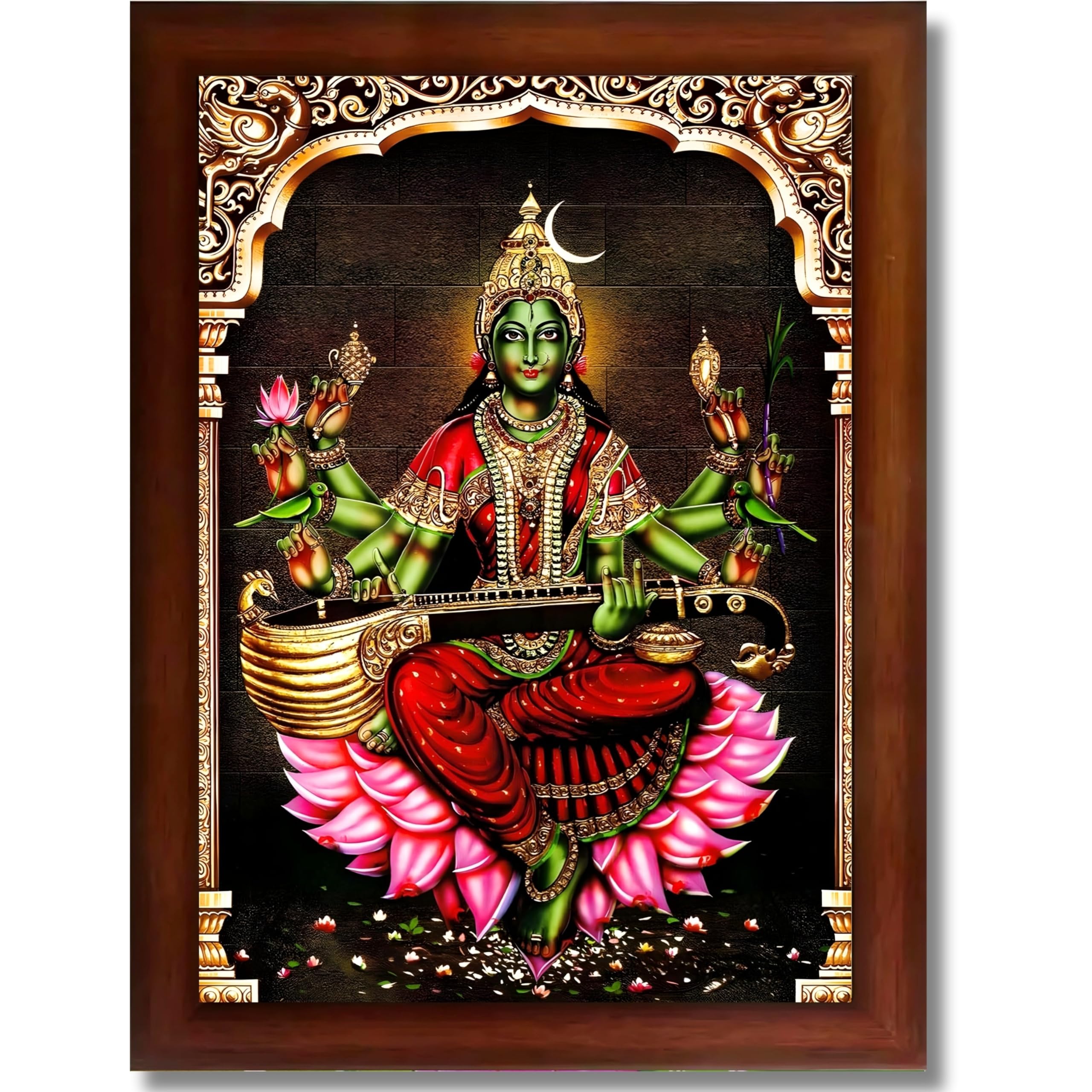 CRAFT QUEST Syamala Devi Shyamala Matangi Wall Painting Framed | South God Picture Frame for Home, Office, Temple & Gifting, Decor