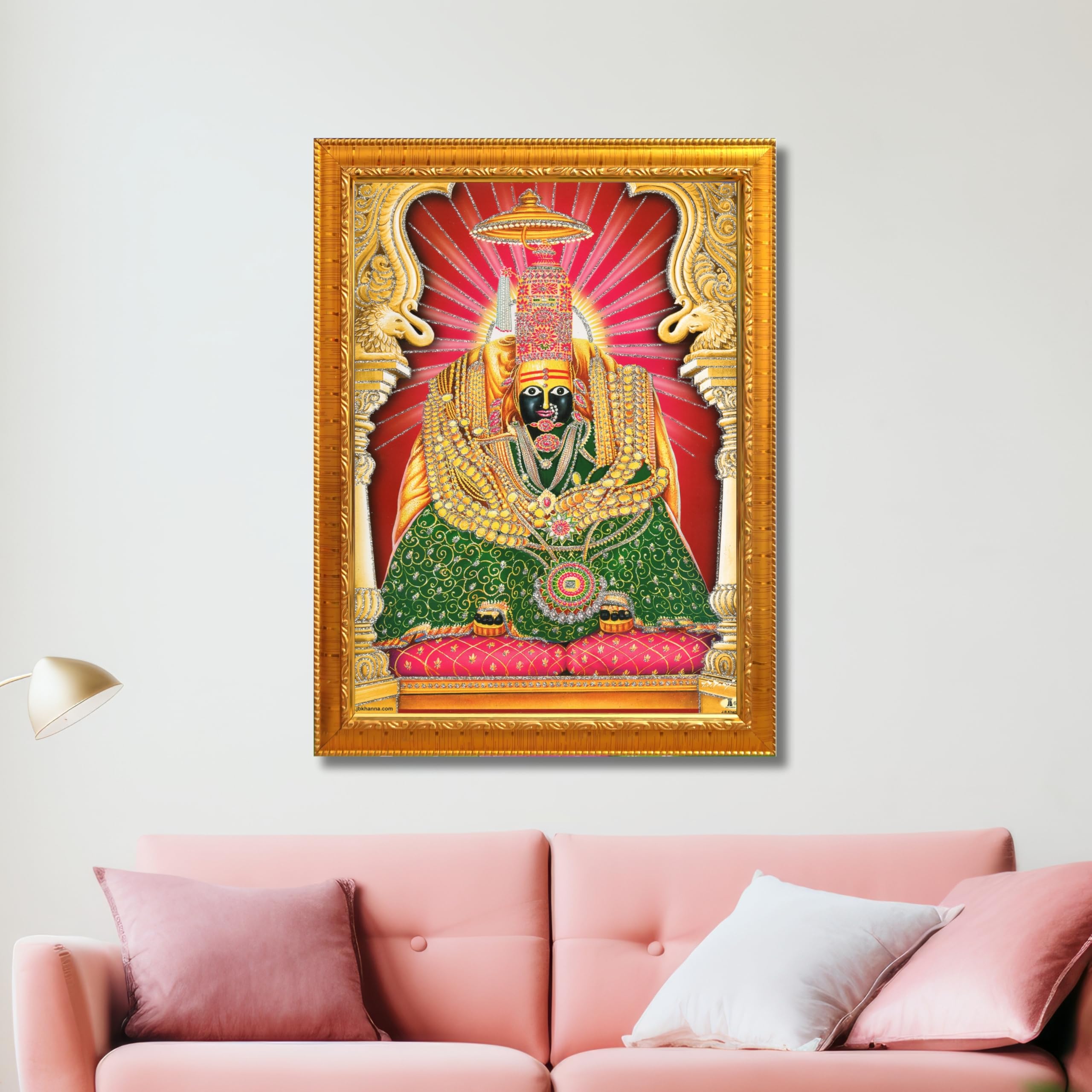 CRAFT QUEST Tulja mata photo with frame, Tuljabhawani photo, Tuljapur, Religious Framed Painting with Acrylic glass