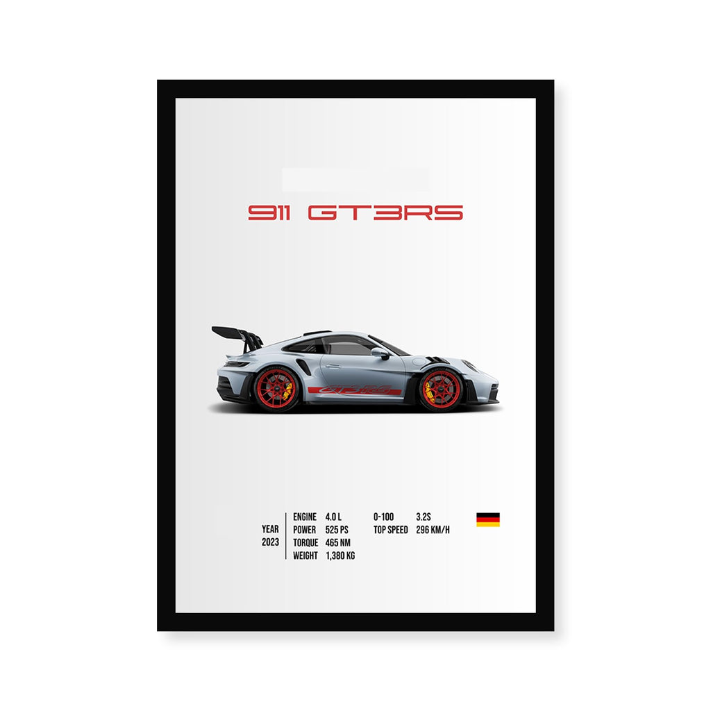 CodersParadise Porsche GT3RS Wall Poster Frames | 8x12 inch (A4 Size) | Hanging Wall Artwork Frames For Home Bedroom, Living Room and Walls Aesthetic-Paper