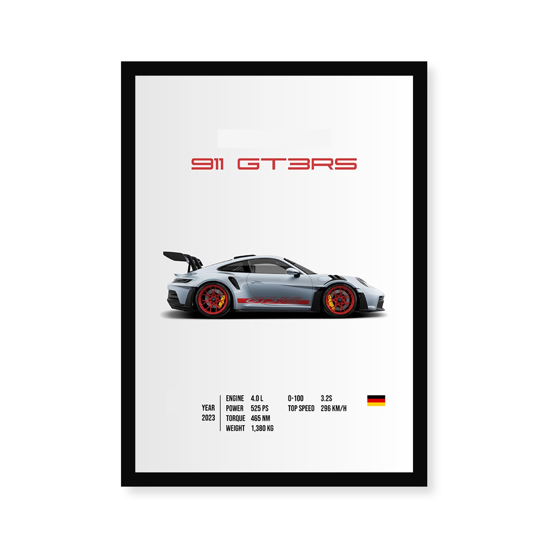 CodersParadise Porsche GT3RS Wall Poster Frames | 8x12 inch (A4 Size) | Hanging Wall Artwork Frames For Home Bedroom, Living Room and Walls Aesthetic-Paper