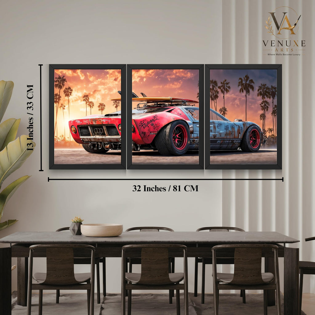 VENUXE ARTS Set Of 3 Big Sports Cars Framed Posters Gift Items for Boys Room Wall Decoration Bedroom Living Room Office Studio Décor | Car Poster Frame for Wall Décor