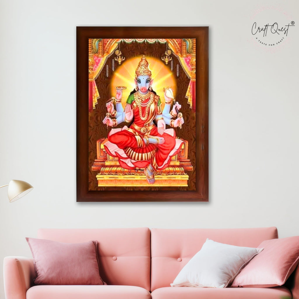 CRAFT QUEST God Varahi Amman Photo Varahi Wall Painting Photo Frame With Acrylic Glass| South Devi God Frame for Home, Office, Temple & Gifting