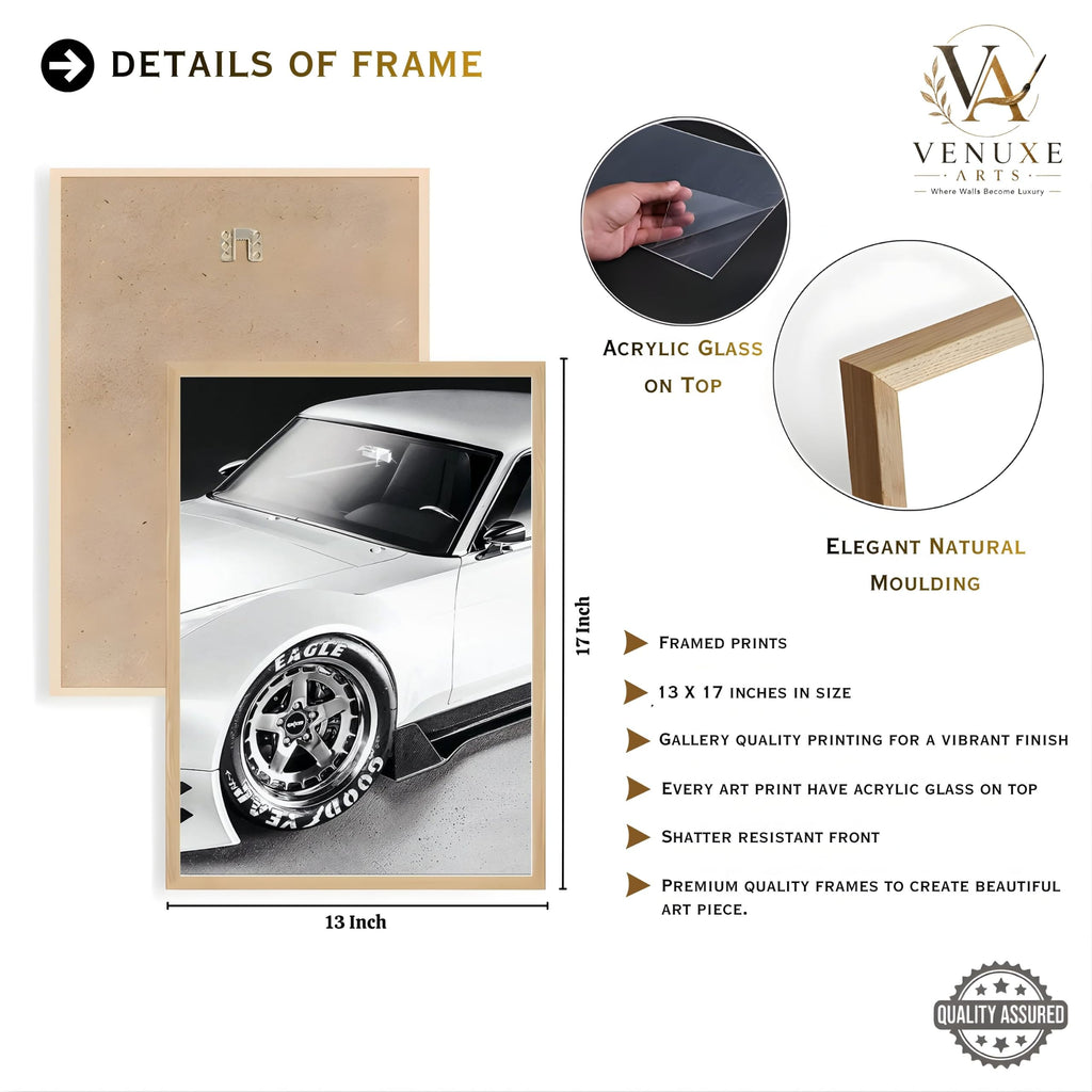 VENUXE ARTS Set Of 3 Big Sports Cars Framed Posters Gift Items for Boys Room Wall Decoration Bedroom Living Room Office Studio Décor | Car Poster Frame for Wall Décor