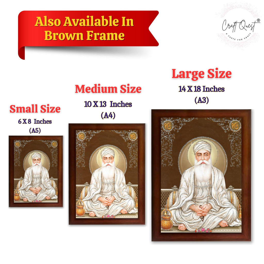 CRAFT QUEST Satnam Waheguru Ji Photo Frame Sikh Guru Photo for Home Decor Religious Painting Decorative Artwork Gift Frame
