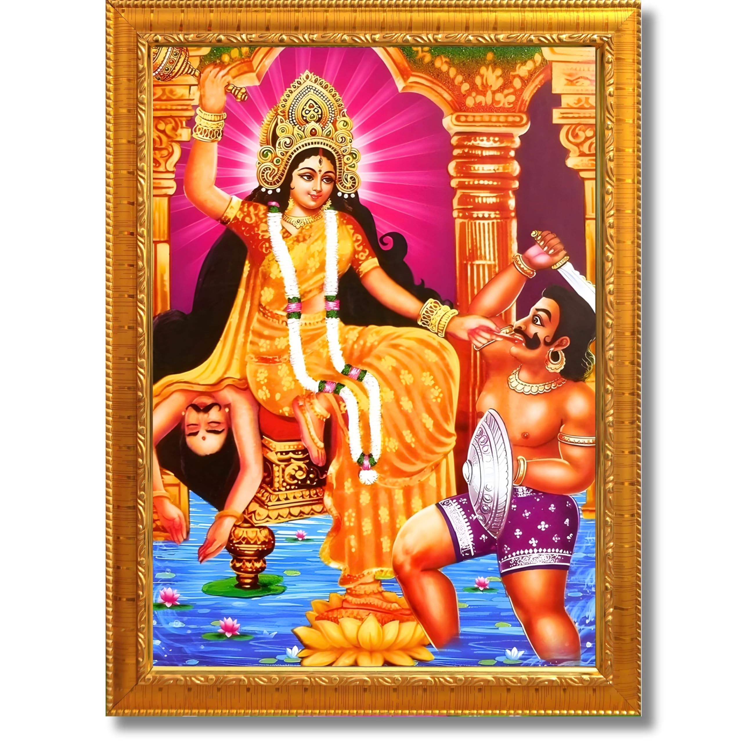 CRAFT QUEST Baglamukhi maa/mata Photo Frame | Hindu God Spiritual Framed | Ideal for Home, Office, Temple & Puja Room, Wall Decor