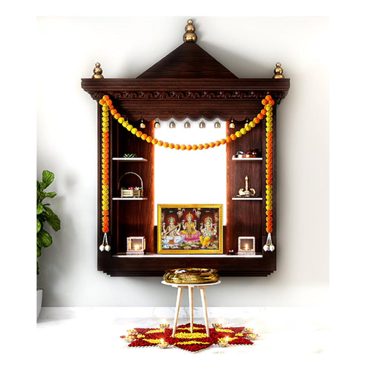 Great More wood Neem Karoli Baba Photo Frame, Medium Size, Tabletop or Wall Mount, Graceful Smile Image-5x7 inch-103, Rectangular, Black