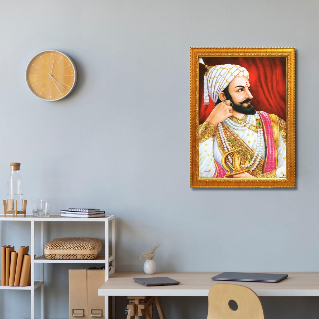 CRAFT QUEST Chhatrapati Shivaji Maharaj photo frame Home Decorative items with synthetic frame (Style 2)