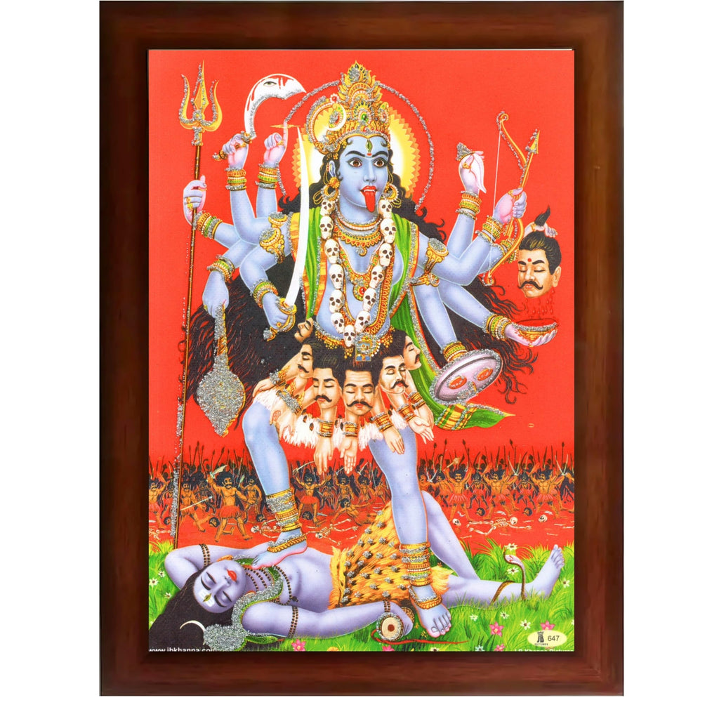 CRAFT QUEST Maha Kali Mata Ji Mahakali Shiv Shiva Wall Painting Framed Home Decor