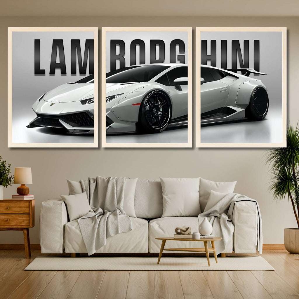VENUXE ARTS Set Of 3 Big Sports Cars Framed Posters Gift Items for Boys Room Wall Decoration Bedroom Living Room Office Studio Décor | Car Poster Frame for Wall Décor