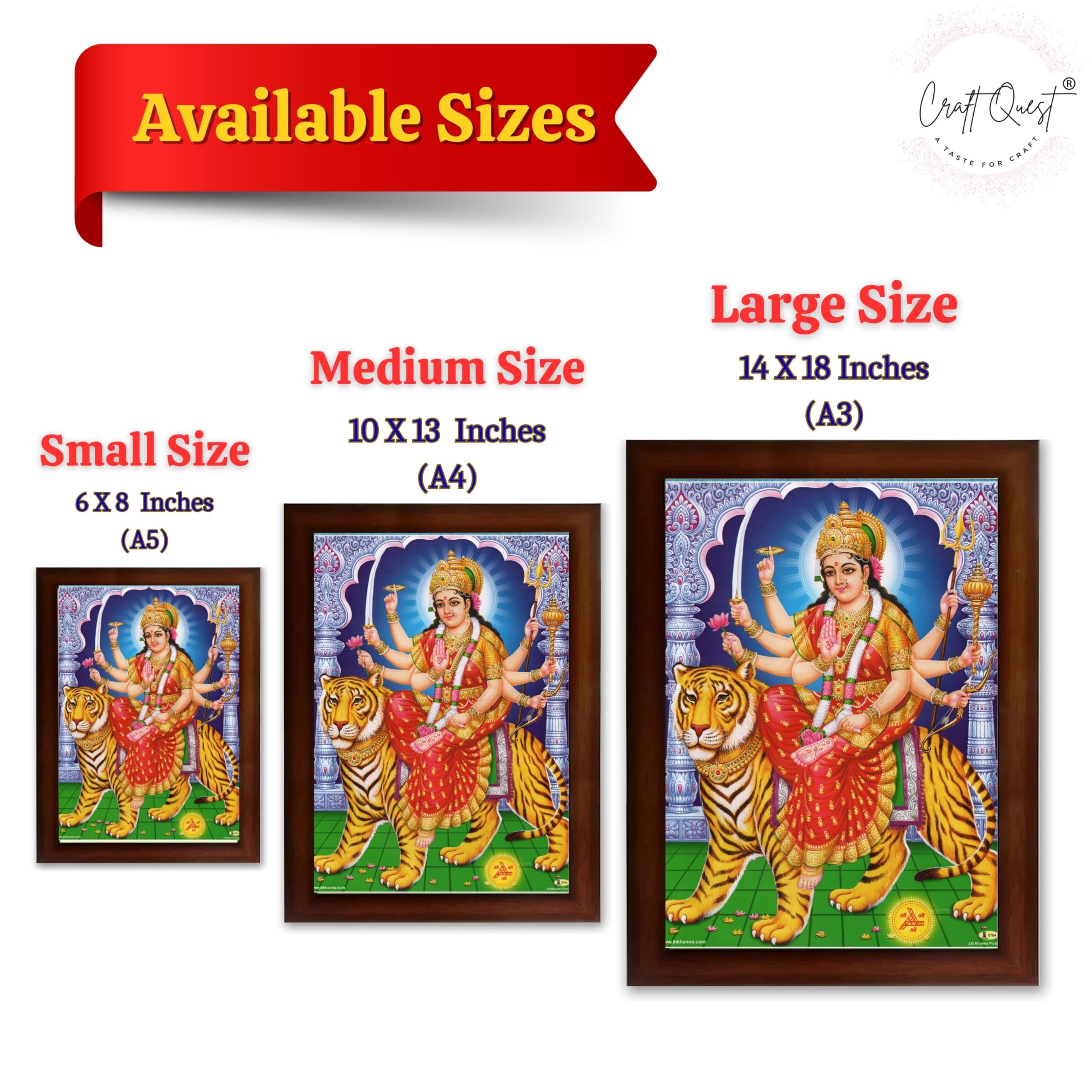 CRAFT QUEST Durga Mata Nav Navdurga Wall Painting Framed Home and Office Decor Items