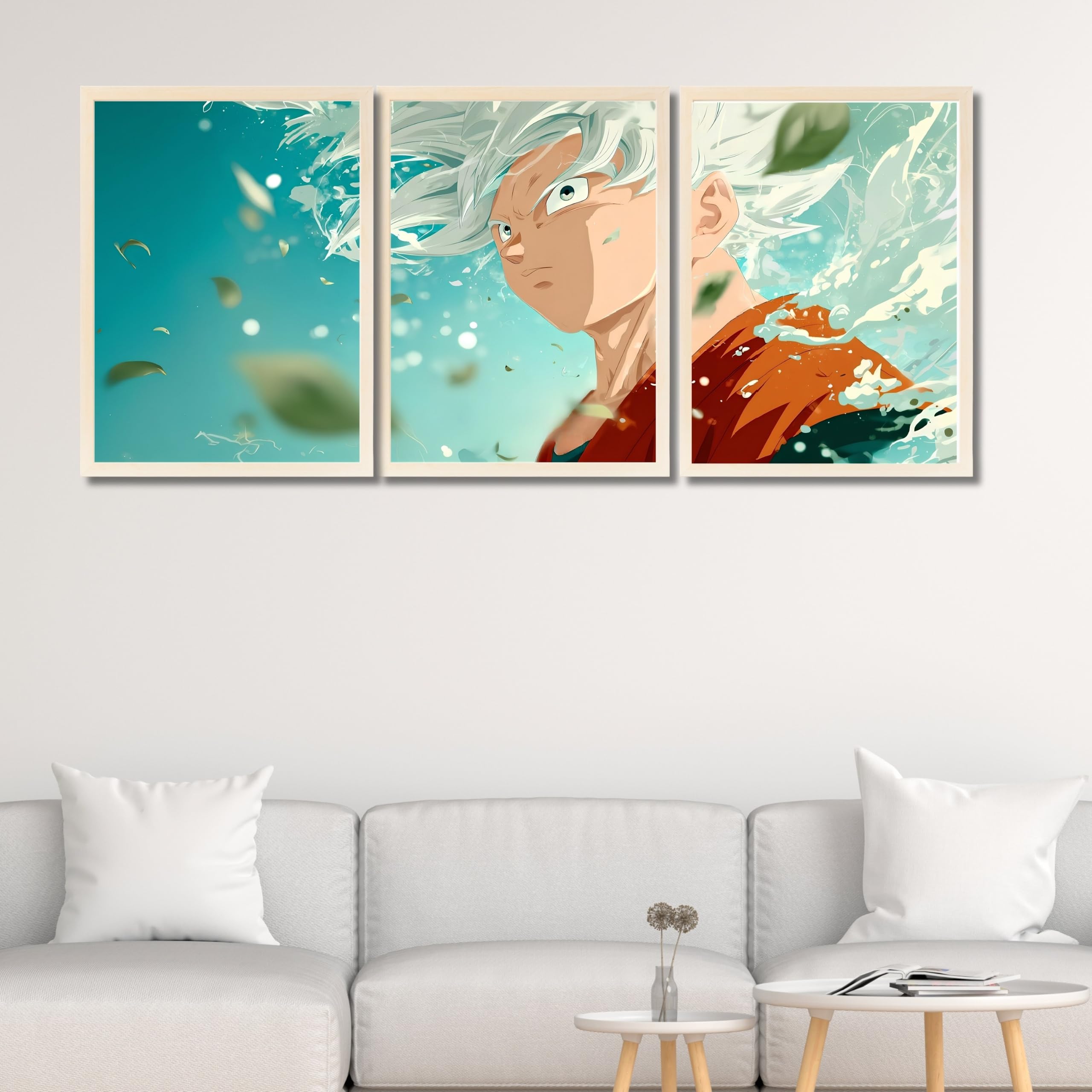 VENUXE ARTS Set Of 3 Anime Characters Wall Framed |Anime Characters Framed Poster for Living Room Bedroom Gaming Room Studio Wall Decor