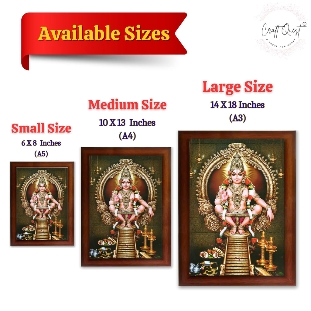 CRAFT QUEST Lord Swami Ayyappa Swamy Ayyappan Iyyappan South photo Frame For Wall Painting,Temple, Pooja, Home Décor Items
