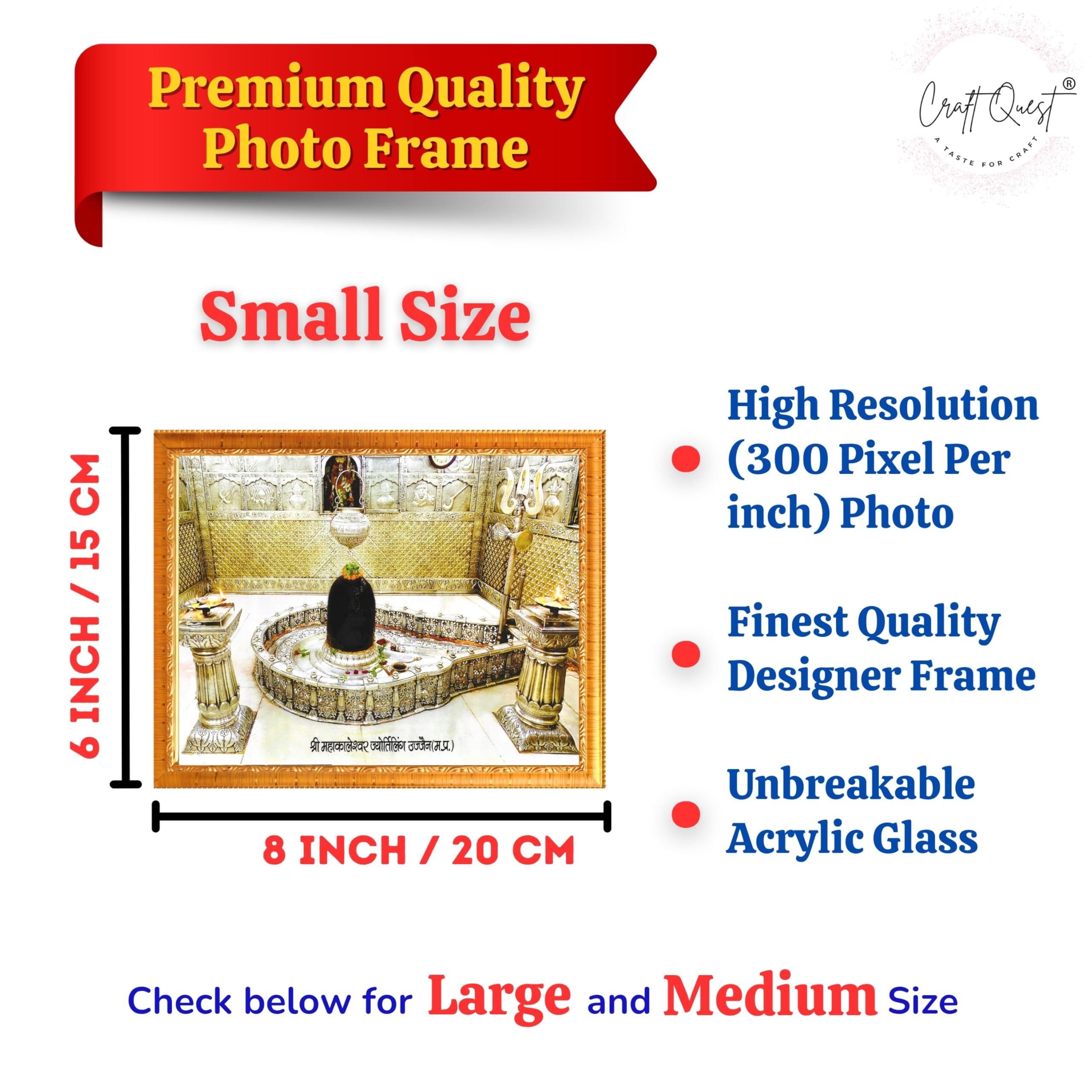 CRAFT QUEST Mahakaleshwar Shivling Photo Frame Mahadev Shiva Bholenath Mahakal Photo Frame, Religious Photo Frame