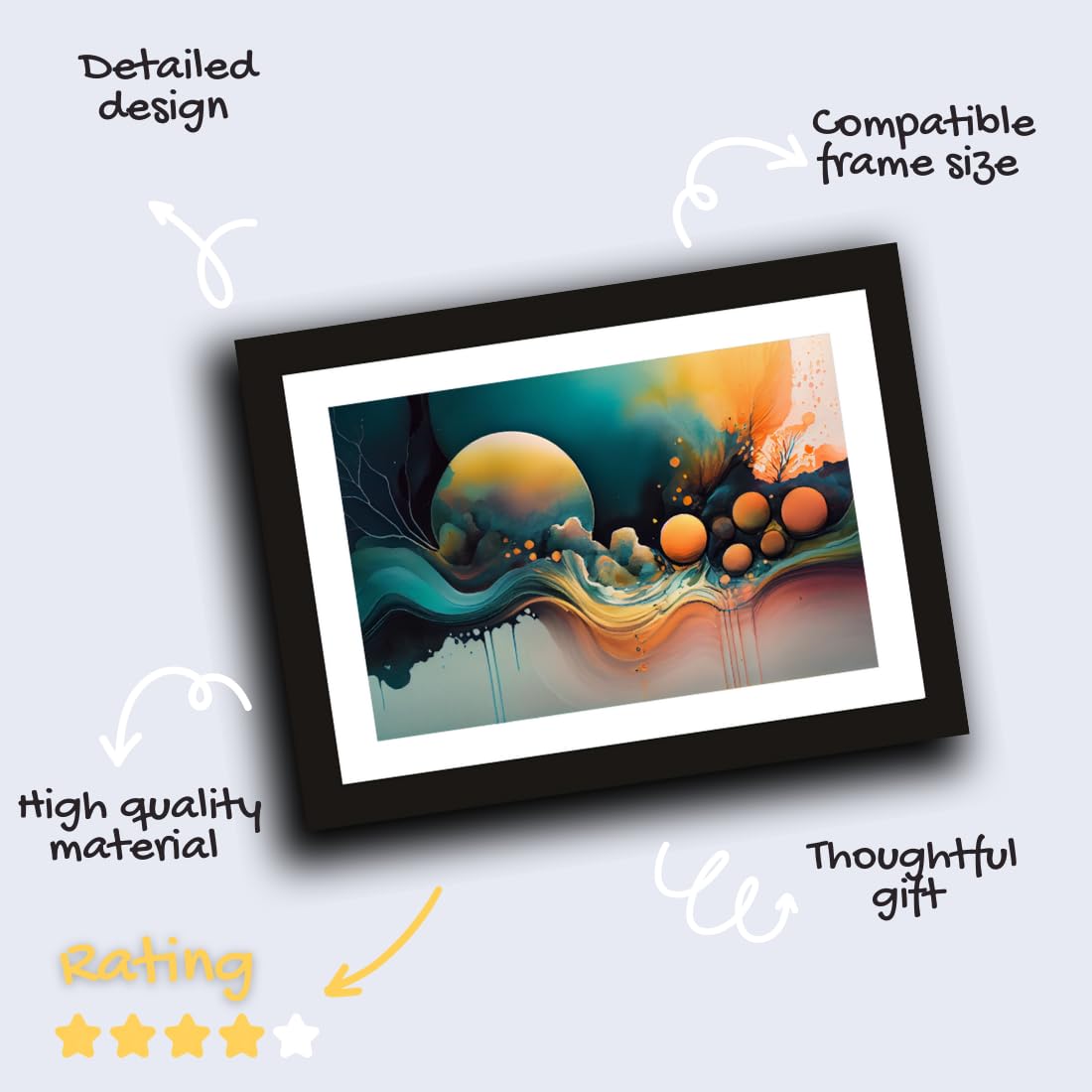 CRAFT QUEST Abstract Tropical Reverie Modern Art Poster Frame for Home & Office Wall Decoration - Portrait, Wall Display (Black, 14x10 Inch Frame with Art Print)