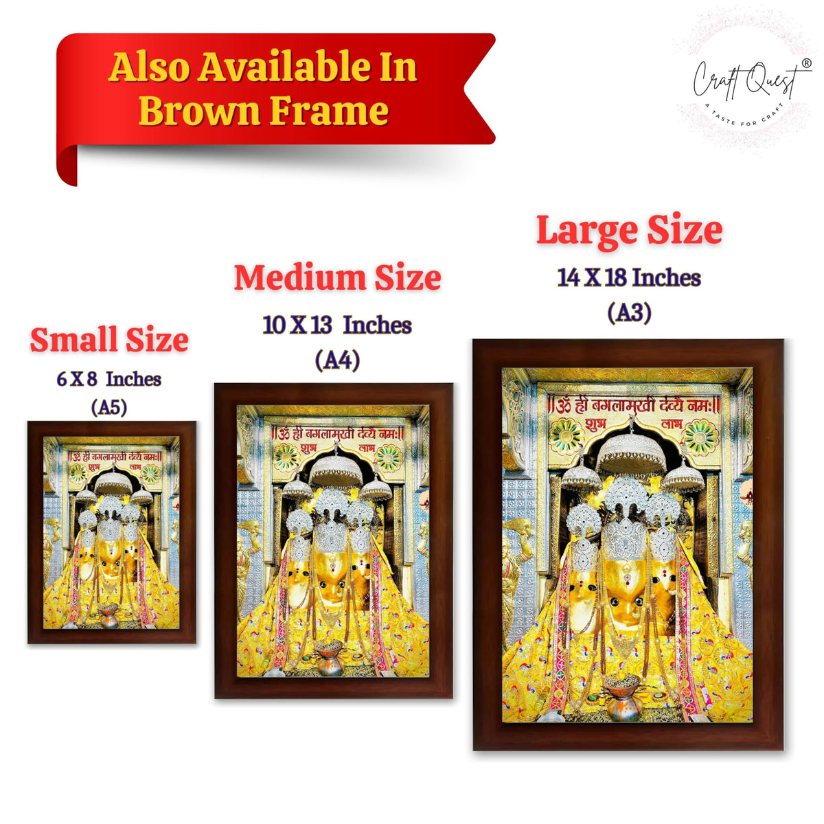 CRAFT QUEST Baglamuklhi maa/mata wodden Religious Photo Frame for Home, Office