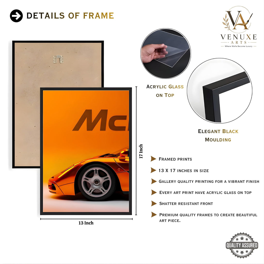 VENUXE ARTS Set Of 3 Big Sports Cars Framed Posters Gift Items for Boys Room Wall Decoration Bedroom, Living Room, Office, Studio Décor | Car Poster Frame for Wall Décor