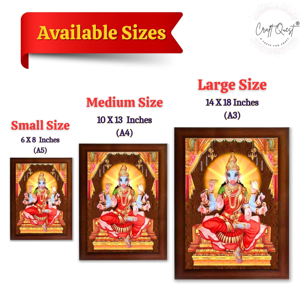 CRAFT QUEST God Varahi Amman Photo Varahi Wall Painting Photo Frame With Acrylic Glass| South Devi God Frame for Home, Office, Temple & Gifting